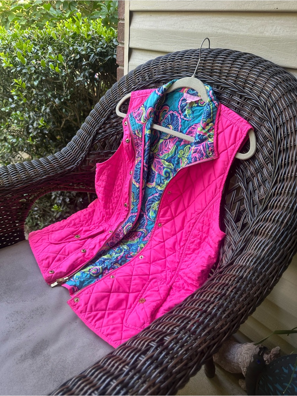 Lilly Pulitzer Blake Quilted Puffer Vest Hot Pink L - Picture 2 of 16